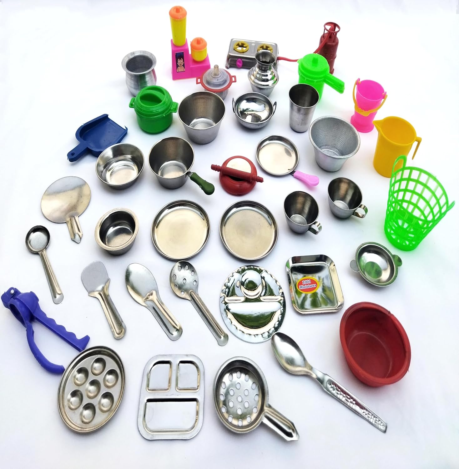 38 Pcs Miniature Kitchen Set for Kids Girls Boys,Kitchen Play Set,Stainless Steel Set,Toys for Girls,Prentend Play Toys Comes in a Zipper Pouch.