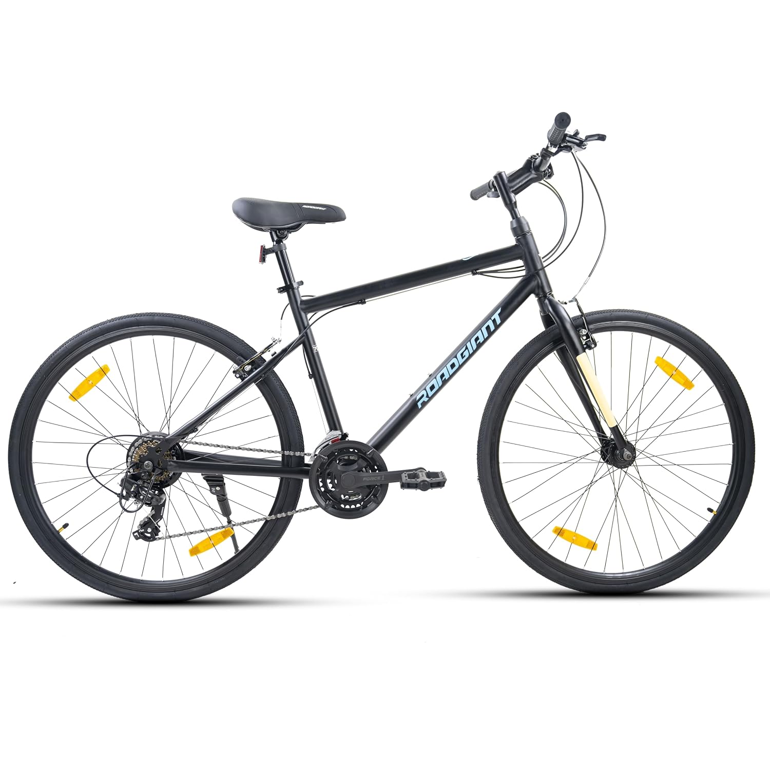 ROADGIANT Retro 700 C | Hy-Bird City Bike | Steel Alloy Frame Bicycle | V- Brakes | 21 Speed Shimano | Rigid Fork | Unisex Bike |for All-Terrain Riding (Matt Black)