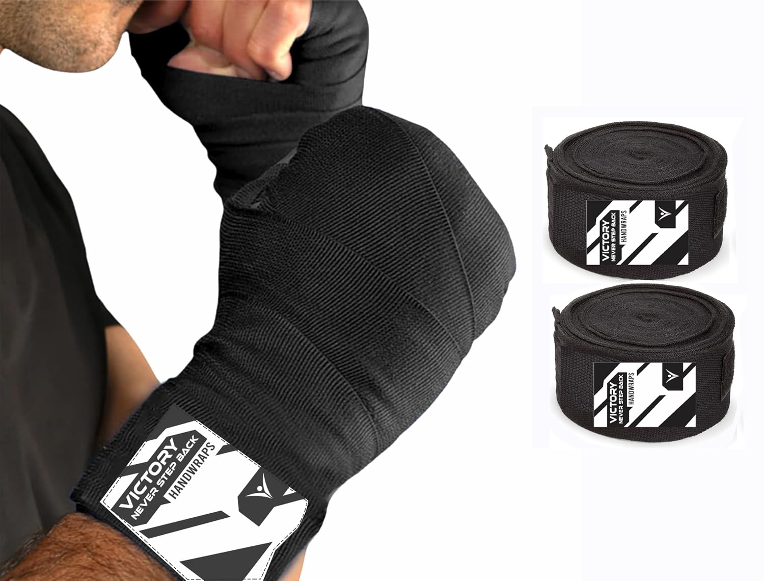VICTORY Professional Boxing Wrap for Men Hand Wrap for Boxing Punching Hand Wraps Wrist Supporter for Gym Boxing Bandage for MMA and Martial Arts (110 inch, Black)