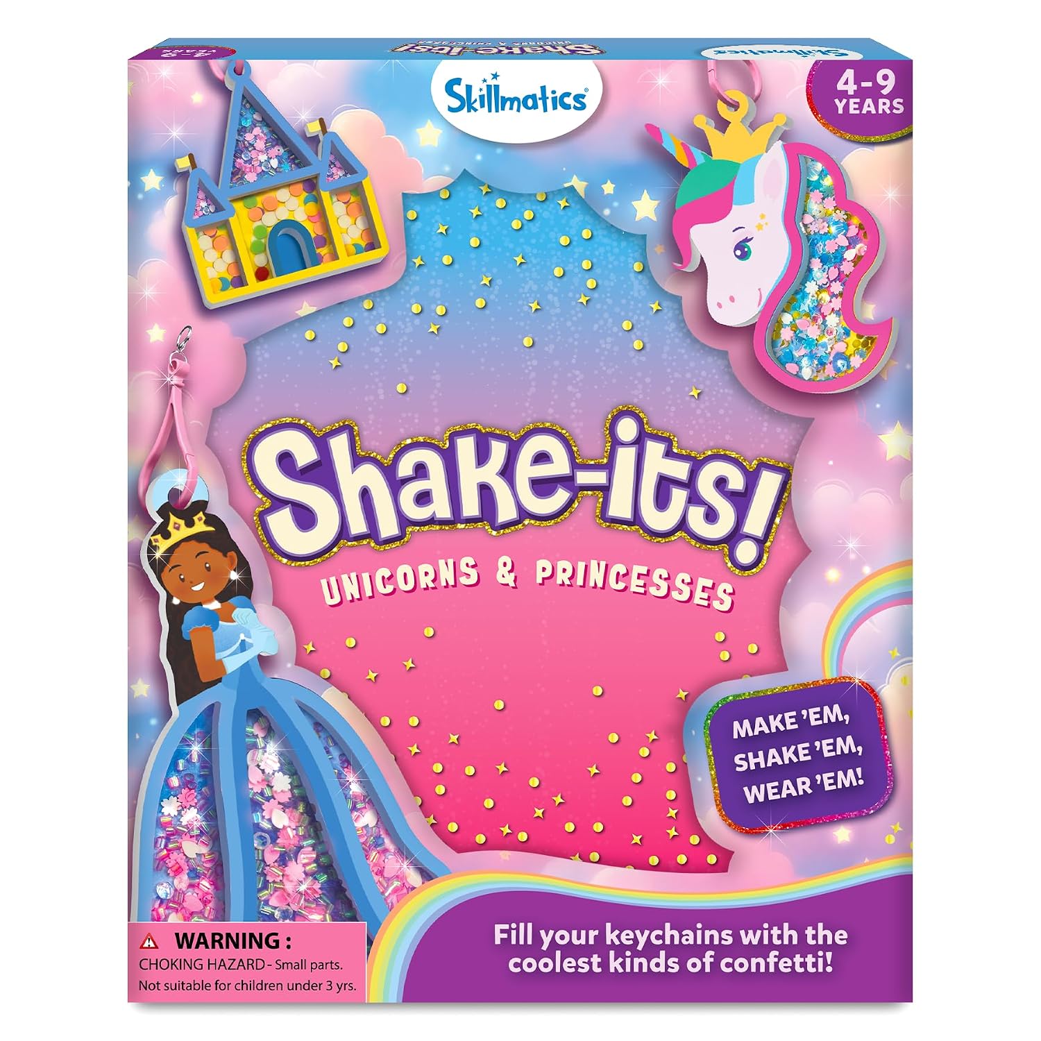 Skillmatics Shake-its – Unicorns & Princesses, Glitter Craft Kit for Kids