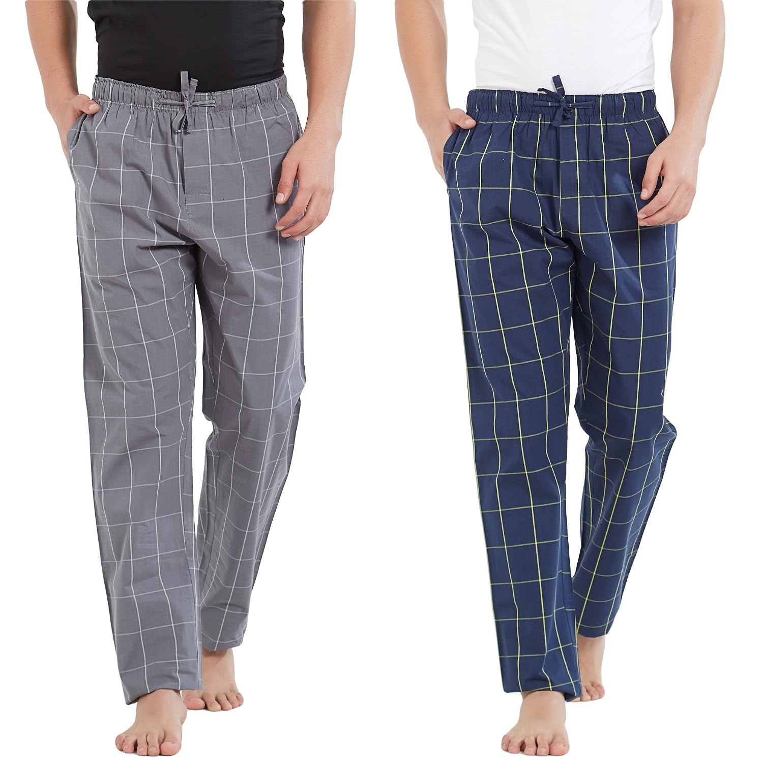 XYXX Mens Cotton Regular Fit Checkered Pyjama | Dual Pockets, Comfortable Lounge Pants for Men