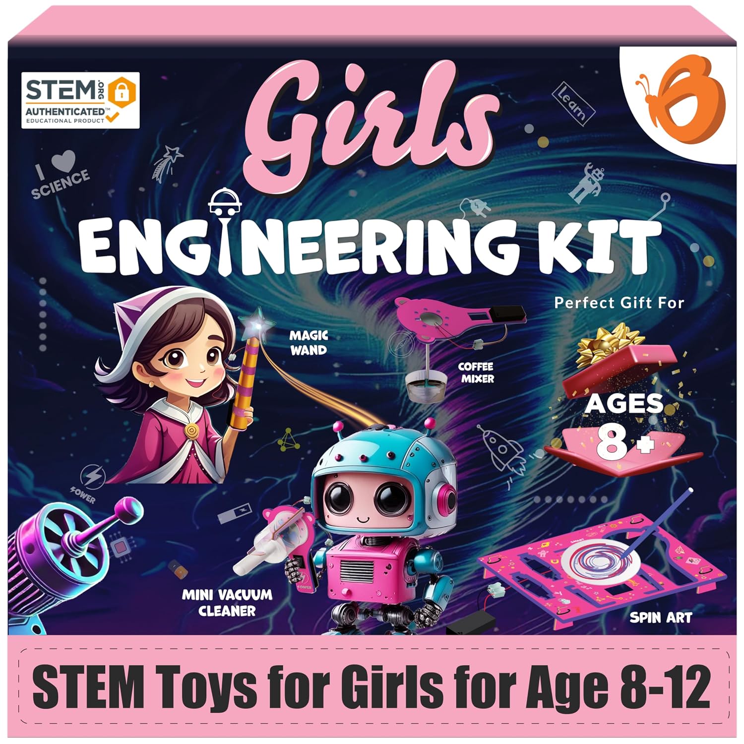 Butterfly EduFields Girls Engineering Science Experiment Kit for Age 8-12