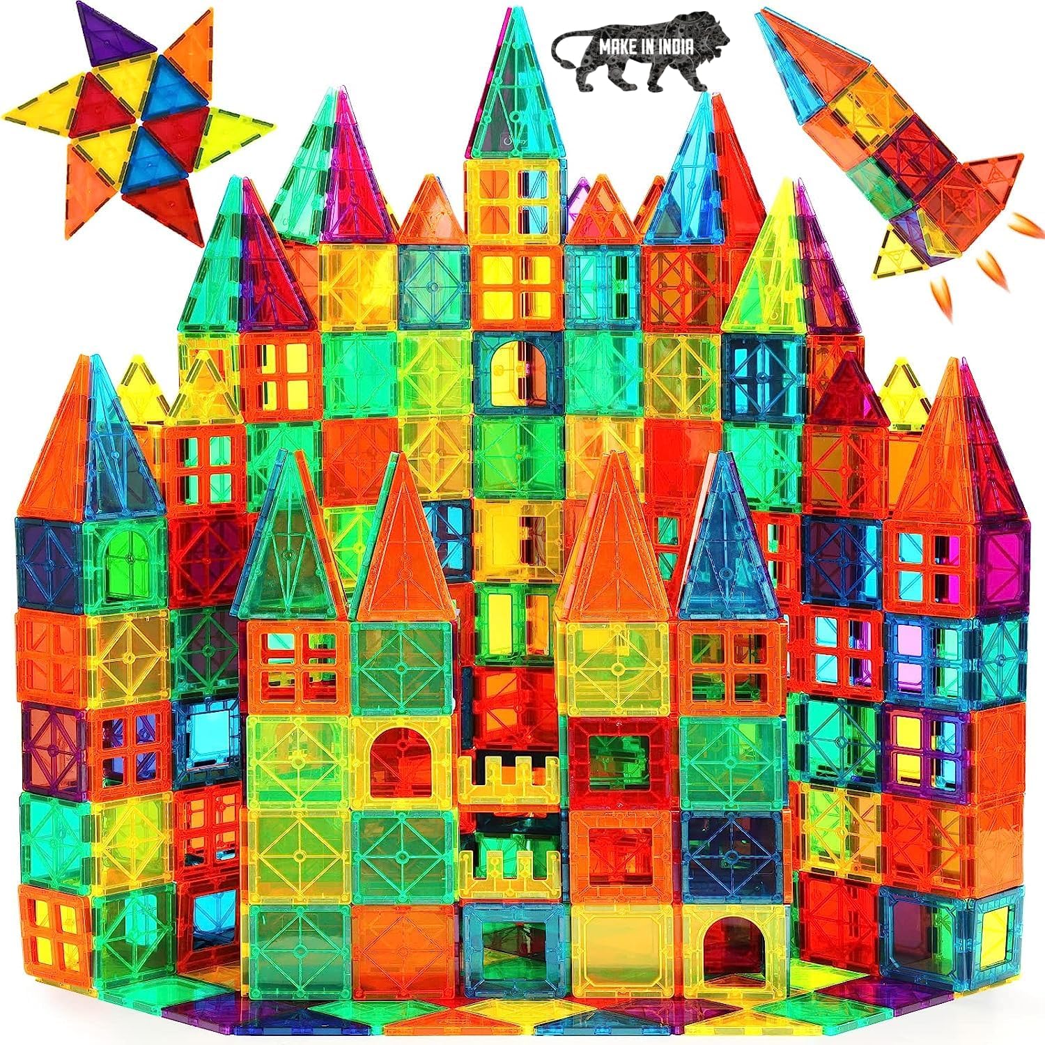 ANVIE & ABEER® Set of 50 Big (75mm) Magnetic Building Tiles for Kids, Educational Stacking Blocks for Boys Girls, Magnets Construction Toys, (Big Tiles Set of 50 PCS)