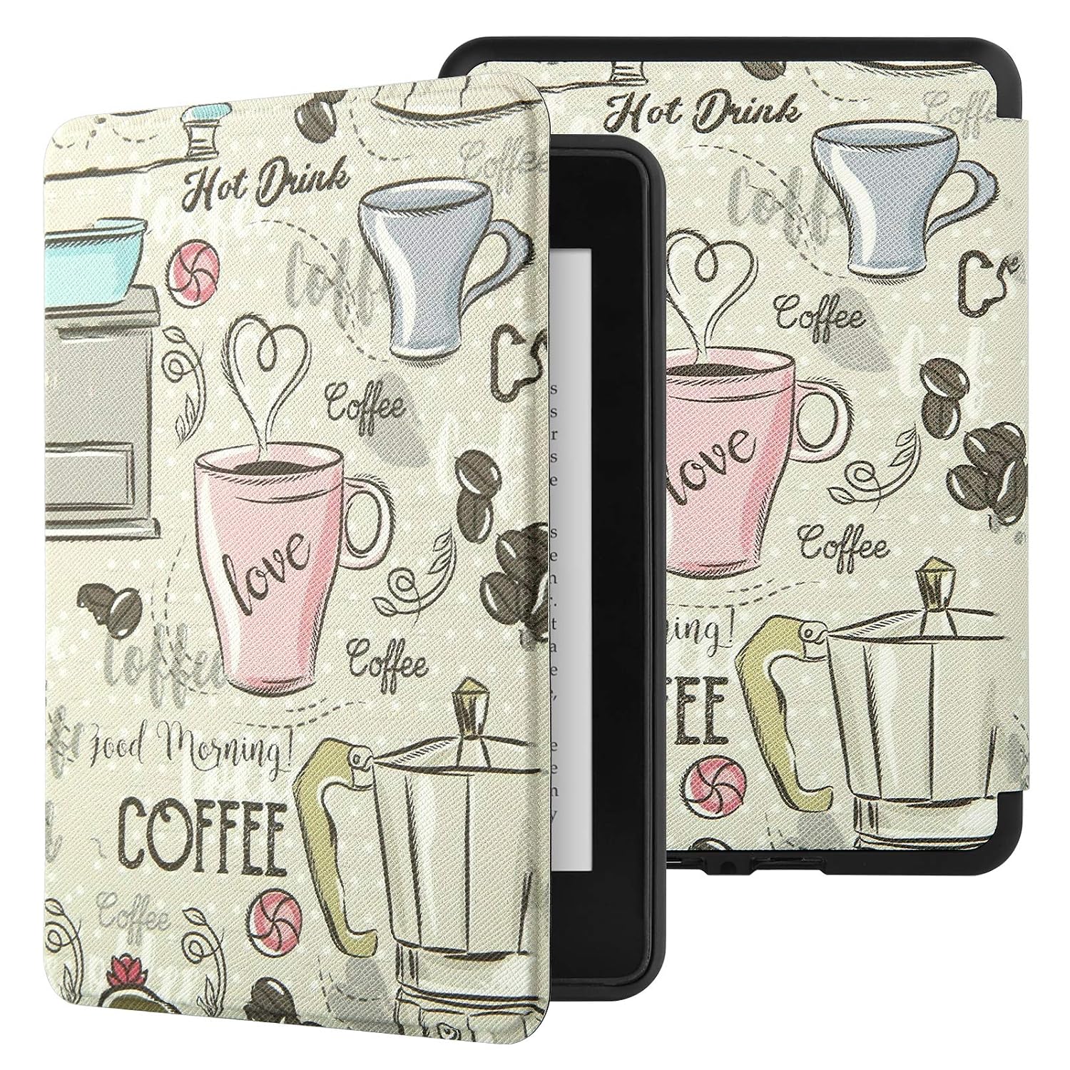 SwooK Magnetic Flip Cover Case for Amazon Kindle Paperwhite 1 2 3 7Th Gen Generation Released in 2012 2013 2014 2015 2016 New 300 Ppi Versions 6″ Inch Display Flip Cover Case Shell(Coffee)