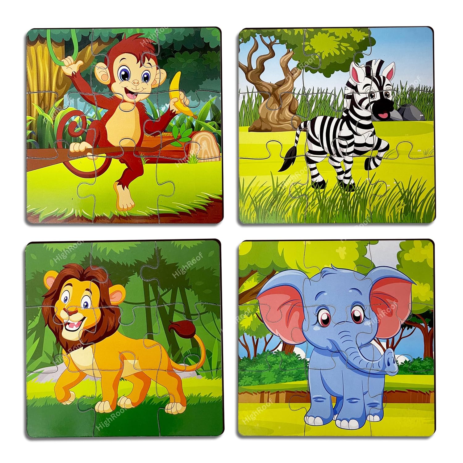 Wooden Jigsaw Puzzle Games for Children & Kids Wooden Puzzle for 2 3 4 5 6Year Old Girls Boys Animals Jigsaw Puzzle(Pack of 4)