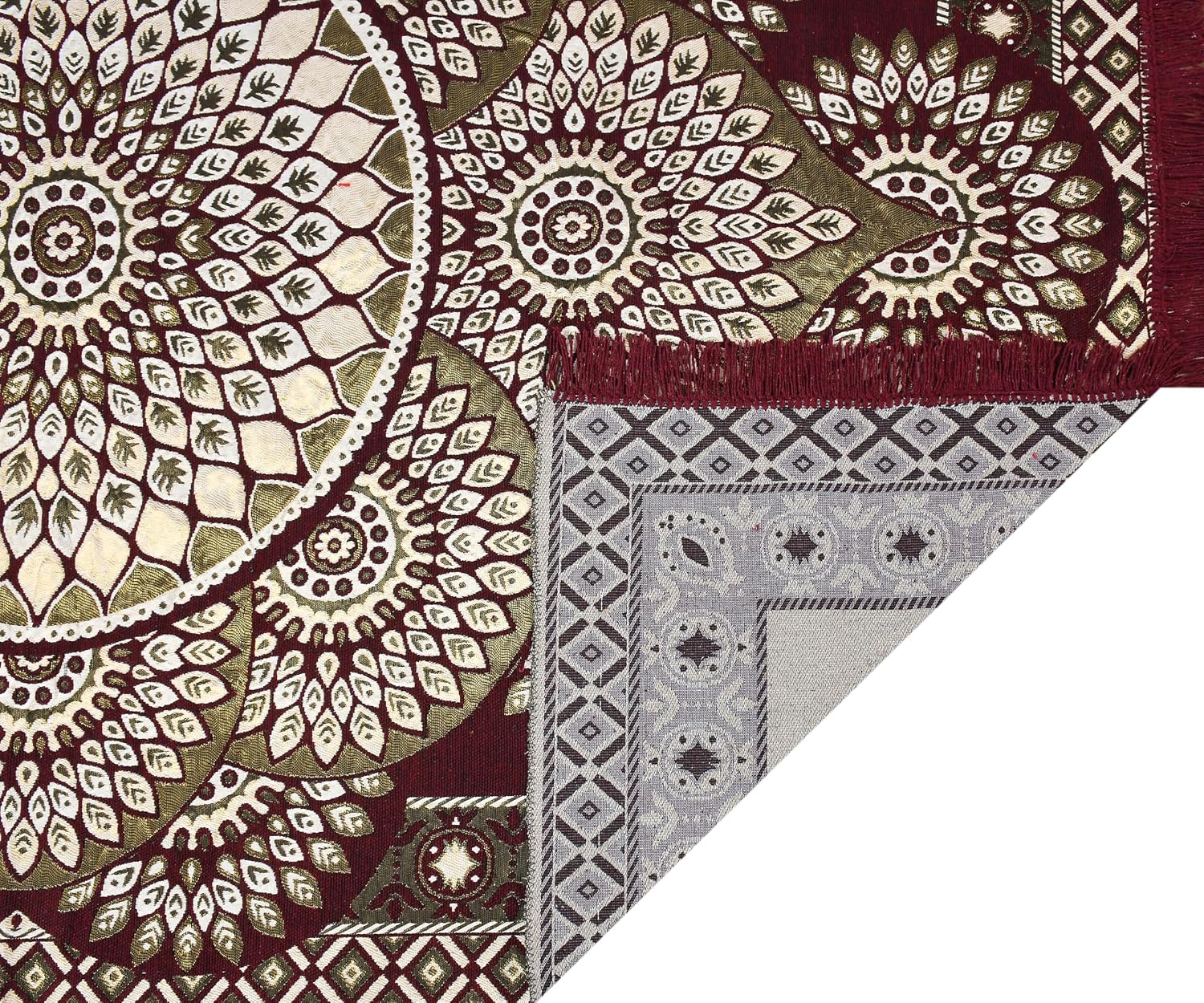 Premium Cotton Carpet for Living Room 5 X 7 FEET | Carpet for Hall/Area Rugs/ChenilleCarpet/CottonCarpet/Carpet for Living Room/Kalin & Dari | Rectangular (Maroon)