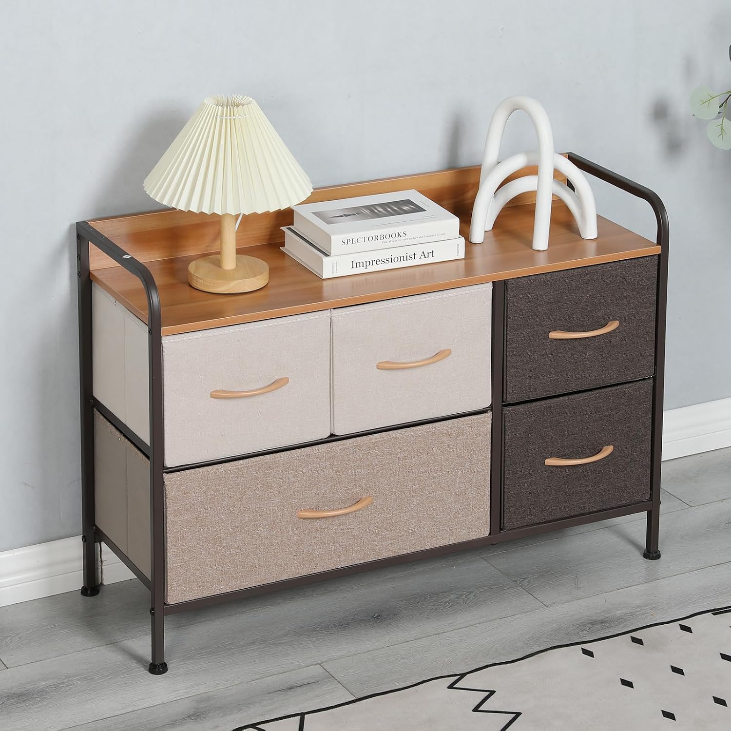 Amazon Brand – Umi Fabric Chest of 5 Drawers Closet Drawer Organizer for Wardrobe Drawer Storage Organizer Chest of Drawer for Closet Living Room Bedroom Storage Organizer Stand Bookself – 88x29x60cm