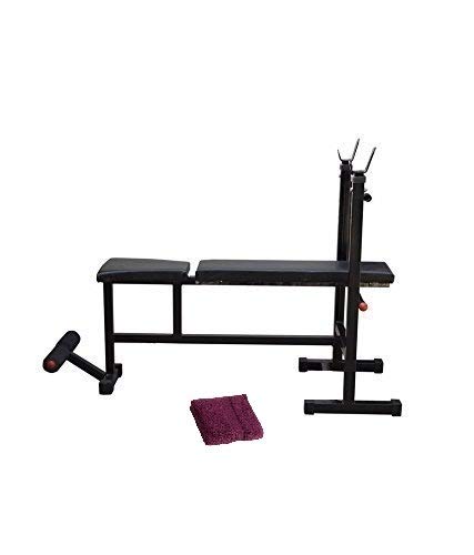 BODYFIT Weight Lifting Multi Purpose Adjustable 4 in 1 Home Gym Bench – (Black, Incline + Decline + Flat + Sit Up Bench) – Weight Capacity: 100 Kg