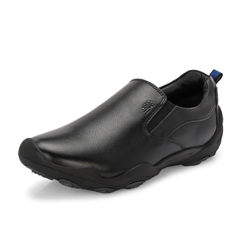 HITZ Men’s Black Leather Casual Slip On Shoes
