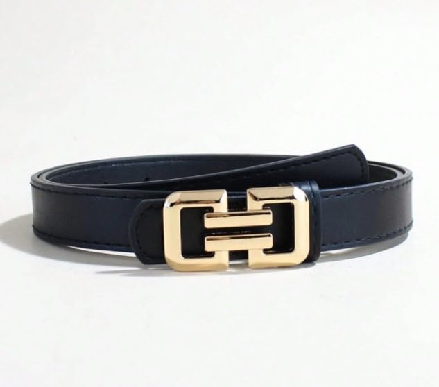 Women’s Leather Belt with Elegant Gold Buckle Adjustable Waist Design for Jeans Dresses Skirts Outfits