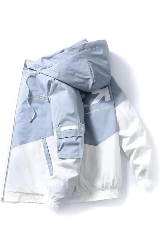 Image of “AniSom” Men’s Color Block Hooded Jacket Lightweight Polyester Windcheater Streetwear Zipper Jacket for Winter