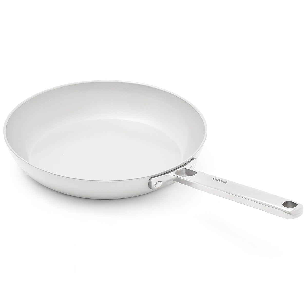 Ember Cookware Arcilla Ceramic Frying Pan 24 cm | 5-Year Warranty | 75% Less -Oil Usage | Lightweight, Non-Toxic Non-Stick Ceramic Frypan | Steel Handle- Induction & Oven Compatible | Grey