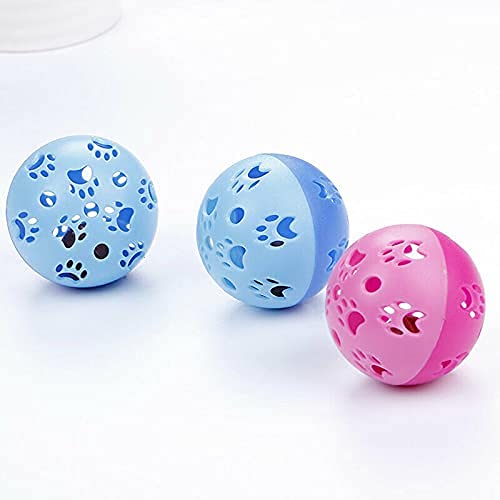 Dog Trust Cat Interactive Bell Ball Toy Hollow Out Round Ball Pet Colorful Playing Toys Pack of 2 (Color May Vary)
