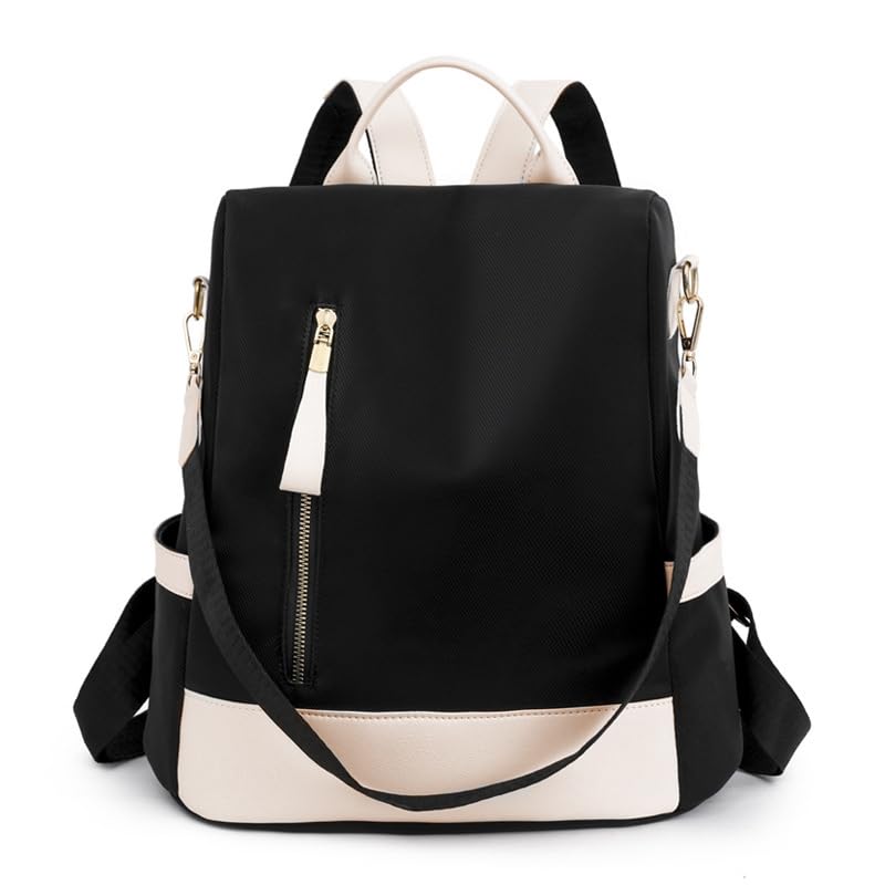 IRMAO 2024 New Artistic National Style Oxford Small Capacity Antitheft Women’s Bag Generation Backpack (CreamBlack)