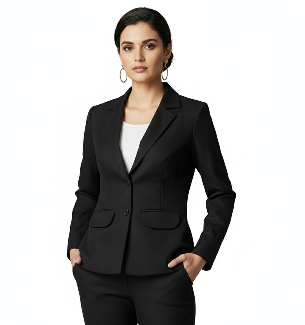 Women’s Formal Blazer, Regular Fit, Single-Breasted, Notch Lapel, Full Sleeve, Professional Office Wear