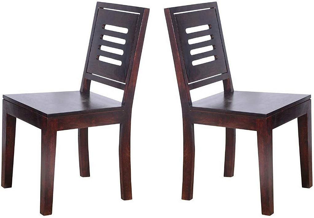 Furniture Sheesham Wood Dining Chair Multipurpose Dining Room Furniture Wooden Chair for for Living Room Study Room Home and Office (Set of 2, Mahogany Finish) | 1 Year Warranty