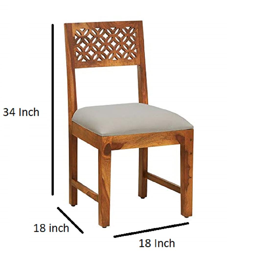 Solid Sheesham Wood Dining Chairs Only | Wooden Set of 4 Dinning Chair for Kitchen & Dining Room | Chairs with Cushion | Rosewood, Rustic Teak Finish