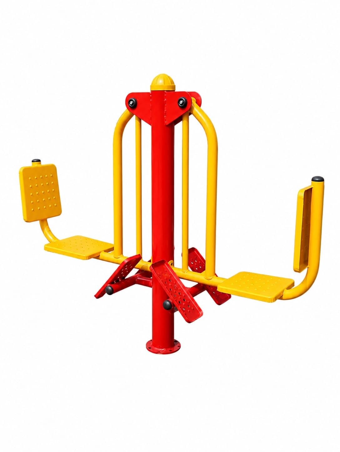 Green Aura Outdoor Double Leg Press Machine, Heavy-Duty GI Pipe, Iron, Red/Yellow, 150x100x200 cm, 55 kg, for Park