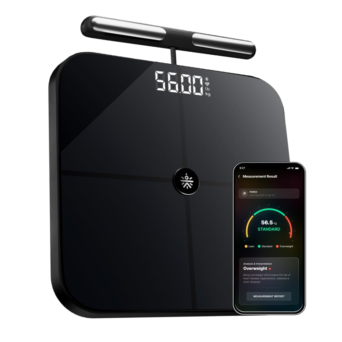 Cult Smart Scale Pro, US FDA Approved, 50+ Parameters, Body Fat Scale, BMI, 10 members, Bluetooth Weight Machine, Body Fat Analyzer, LED Display.