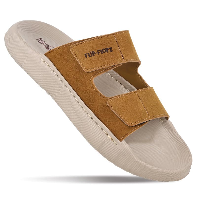 WALKAROO Men’s Soft EVA Sandals|Velcro Adjustable Strap, Cushioned Footbed, Lightweight Slip-On Open Toe Design, Anti-Skid Sole| Daily Wear,Casual Wear Slip-On Sandals for Men’s|WE8821