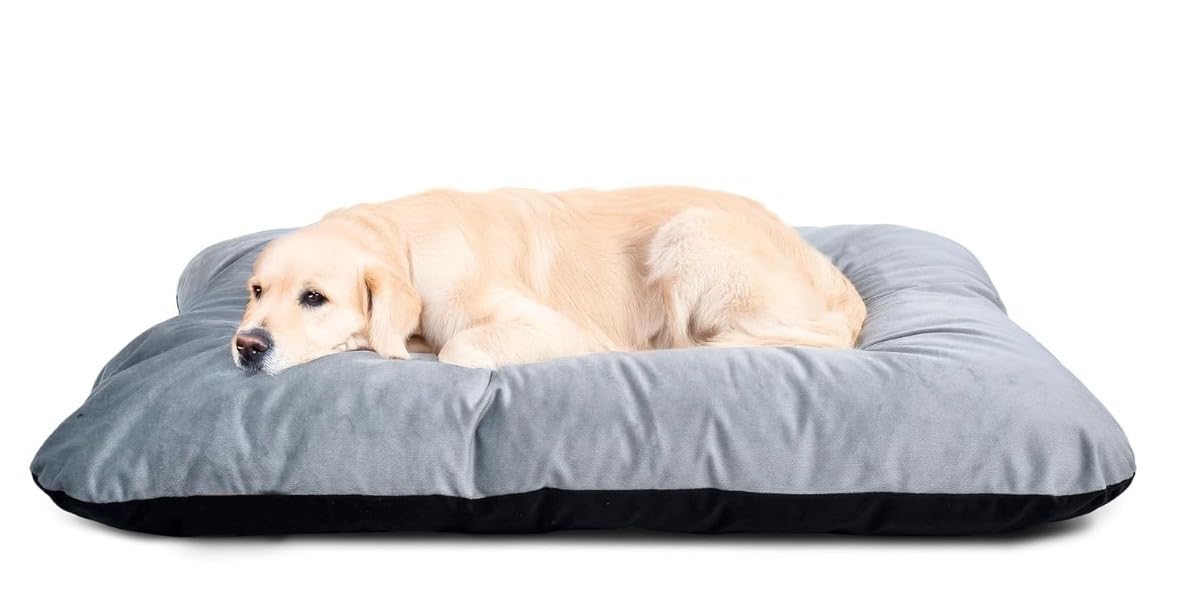 Heritage Dog Bed Reversible Premium Velvet Black & Grey Pet Bed | Soft, Washable & Durable Bed for Dog and Cat for Everyday Comfort & Relaxation (Large (70 * 100 Cm))
