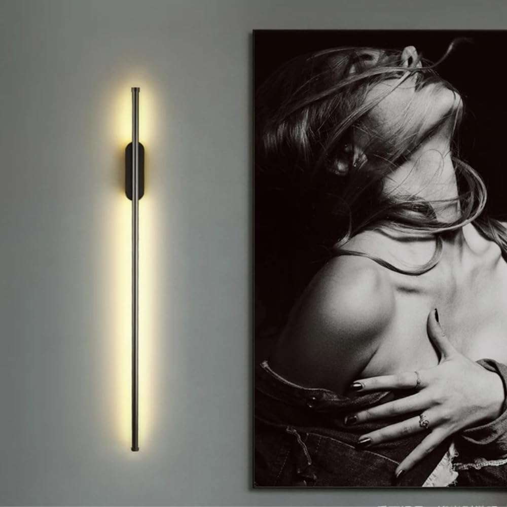 Linea Glow – Modern Vertical LED Wall Light | Black Linear Wall Sconce for Bedroom, Hallway, Living Room | Warm White Ambient Light | Sleek Minimalist Wall Lamp – 60cm