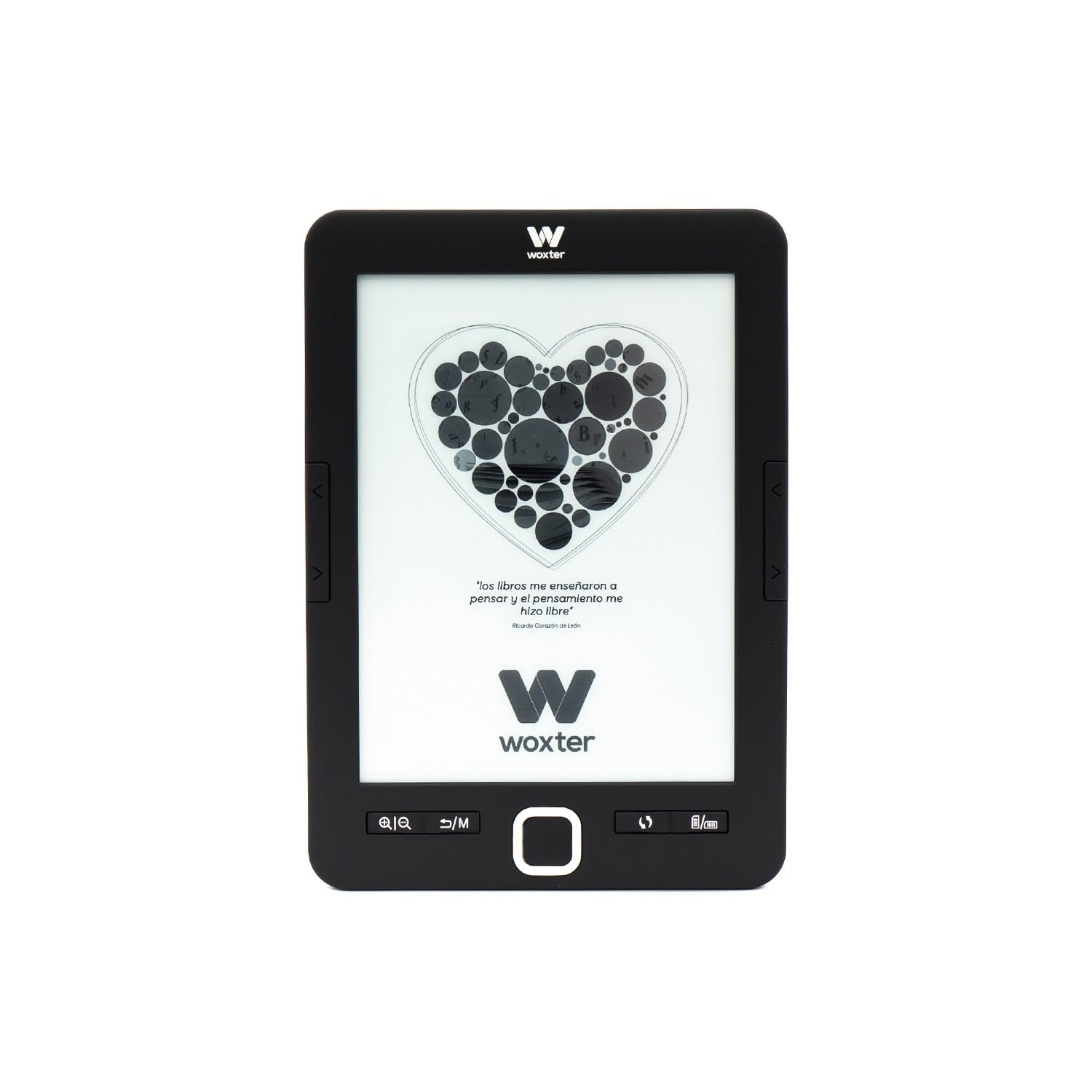 Woxter E-Book Scriba 195 Black – E-Book Reader 6 inches (1024x758, E-Ink Pearl Whiter Screen, EPUB, PDF) Micro SD, Holds over 4000 Books, Rubberized Texture, Black