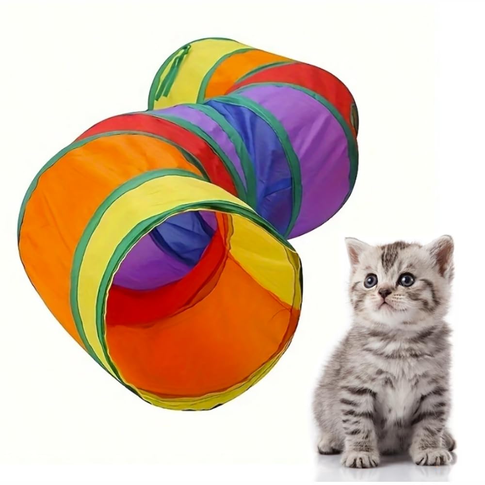 STORE 2508 Foldable Cat Tunnel Toy with Hanging Ball, 130 cm