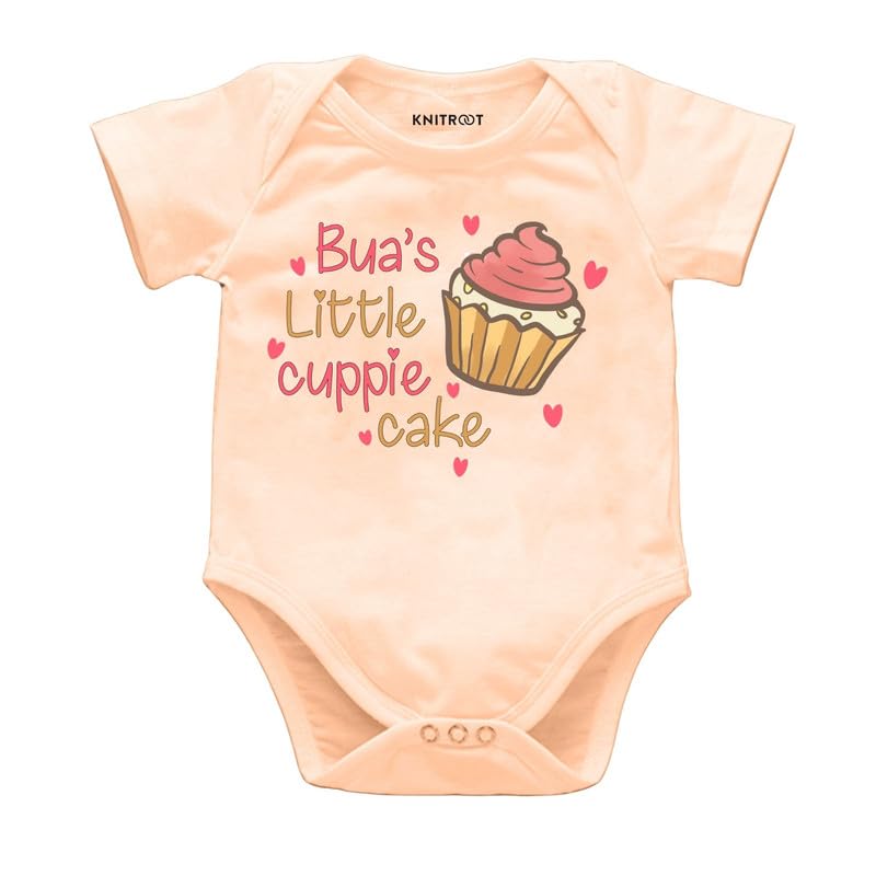 KNITROOT Bua Family Special Onesies, Unisex Baby Kids 100% Cotton Envelope Neck Half Sleeve Romper, Bodysuit, Sleepsuit, Bua’s Little Cuppie Cake, Infant Cloths for Boys & Girls