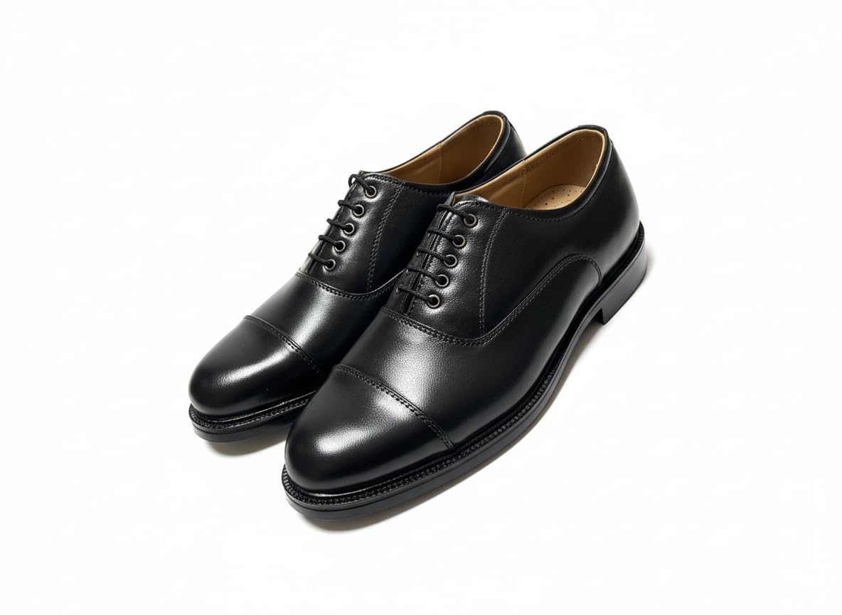 Men’s Oxford Shoe || Uniform Dress Shoe || Black Formal Shoes || Office Shoes Hand Made || Police Shoes || Service Shoes Genuine Leather upper and lining Alert PU sole Lightweight and Lace Up Oxford Shoe