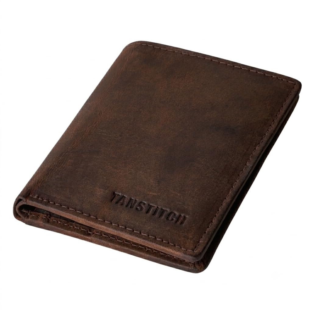 TANSTITCH Slim Leather Wallet || Small,Compact, Minimalist & Thin Wallet || RFID Protected || Front Pocket Carry