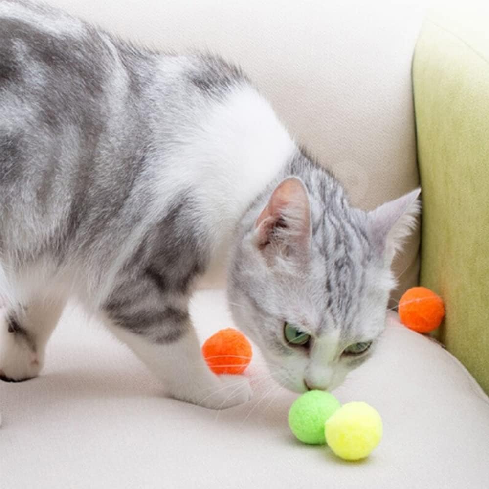KUTKUT 40Pcs 3.8cm Cat Toys, Quiet Plush Balls for Kitten Training & Play, Fuzzy & Soft Lightweight