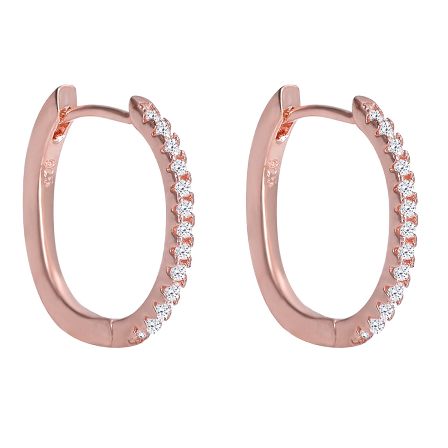 GIVA 925 Silver Rose Gold Shining Hoop Earrings | Gifts for Girlfriend, Gifts for Women and Girls | With Certificate of Authenticity and 925 Stamp | 6 Month Warranty