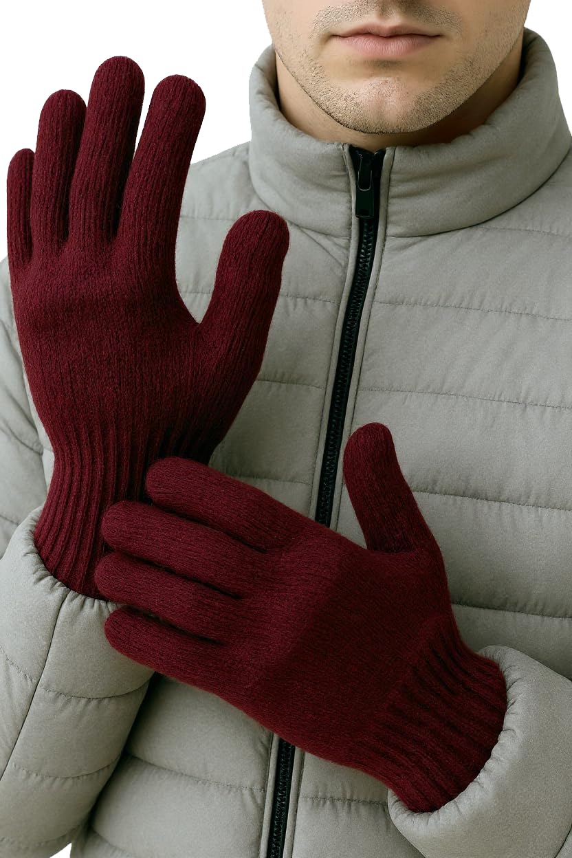 Weavers Villa Unisex Winter Woollen Gloves for Men and Women, Free Size
