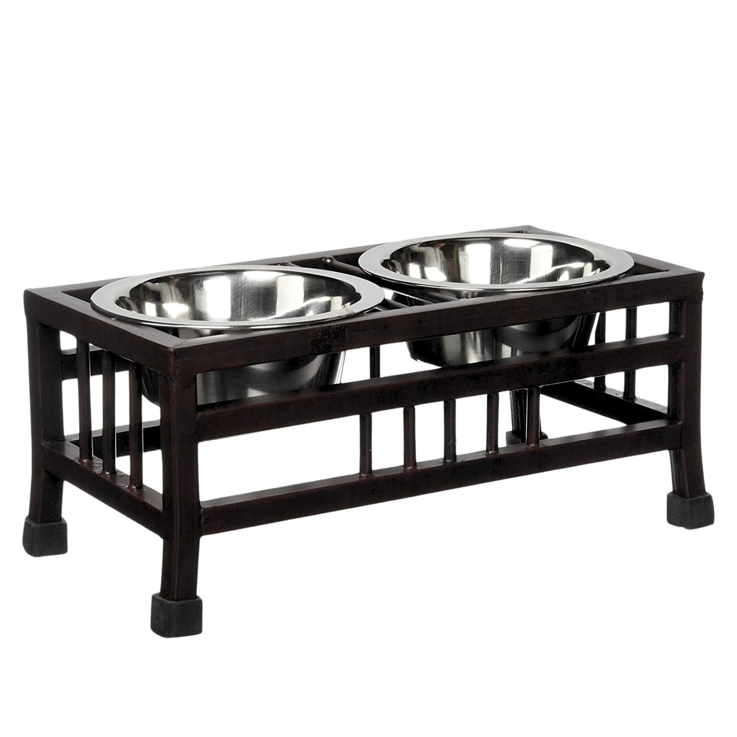 Pets Empire Pet Feeder for Dogs & Cats | Dog Bowl Stand for Large Dogs | Stainless Steel Food & Water Bowls with Iron Stand | Dog Bowls Medium Size | Medium (350ml x 2 Bowl)