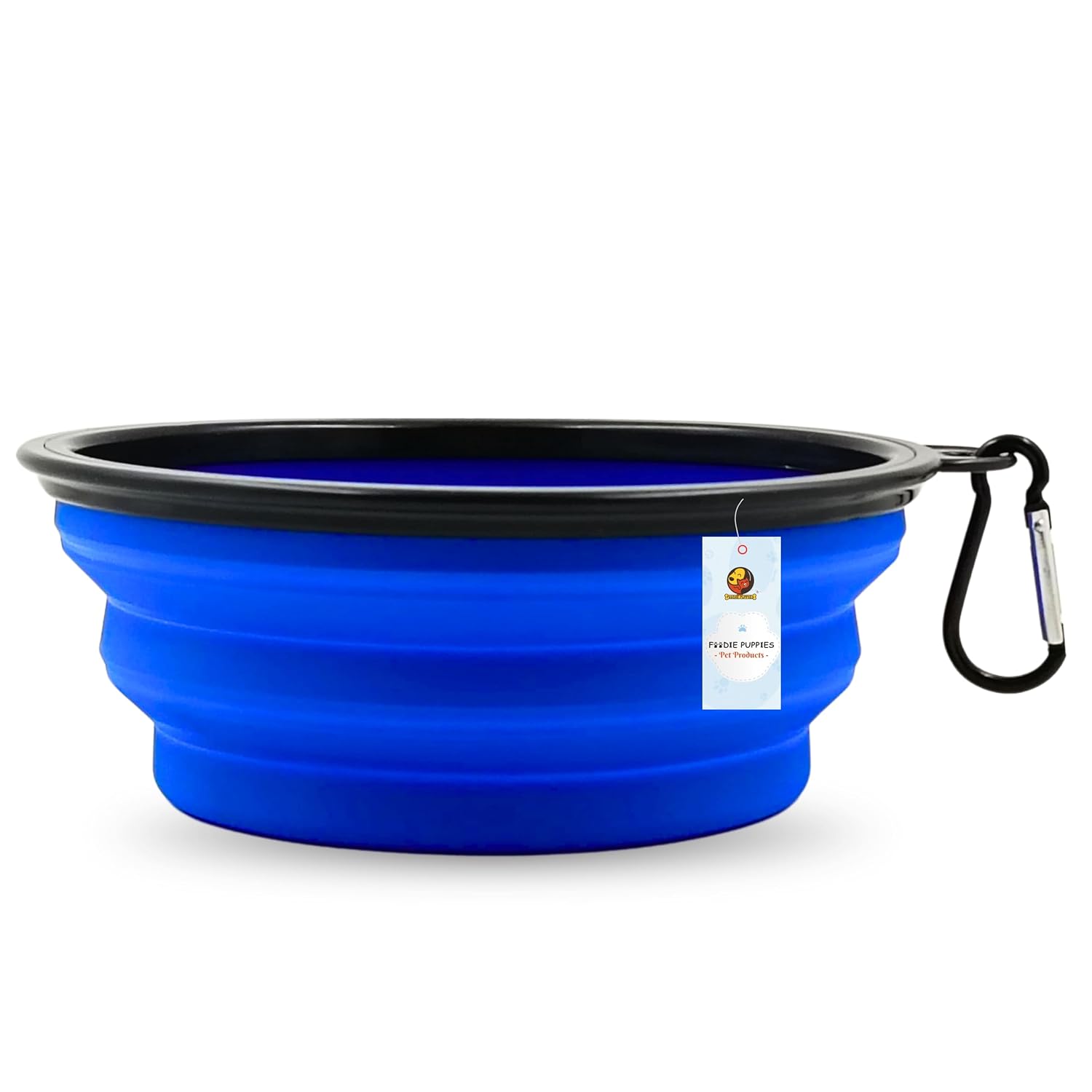 Foodie Puppies (Foldable Silicone Pet Bowl) Collapsible – 350ml | Foldable Travel Water Bowl with Carabiner Clip for Traveling, Hiking, Walking, Camping I Non-Toxic & 100% Safe