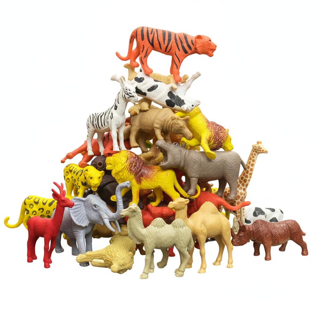 ZESTHOME Jungle Animal Toys for Kids 3+ | 12PCS Forest Farm Forest Animal Action Figure Toy for Boys & Girls Birthday Gift for Children Wild Zoo Animal Set for Boys and Girls