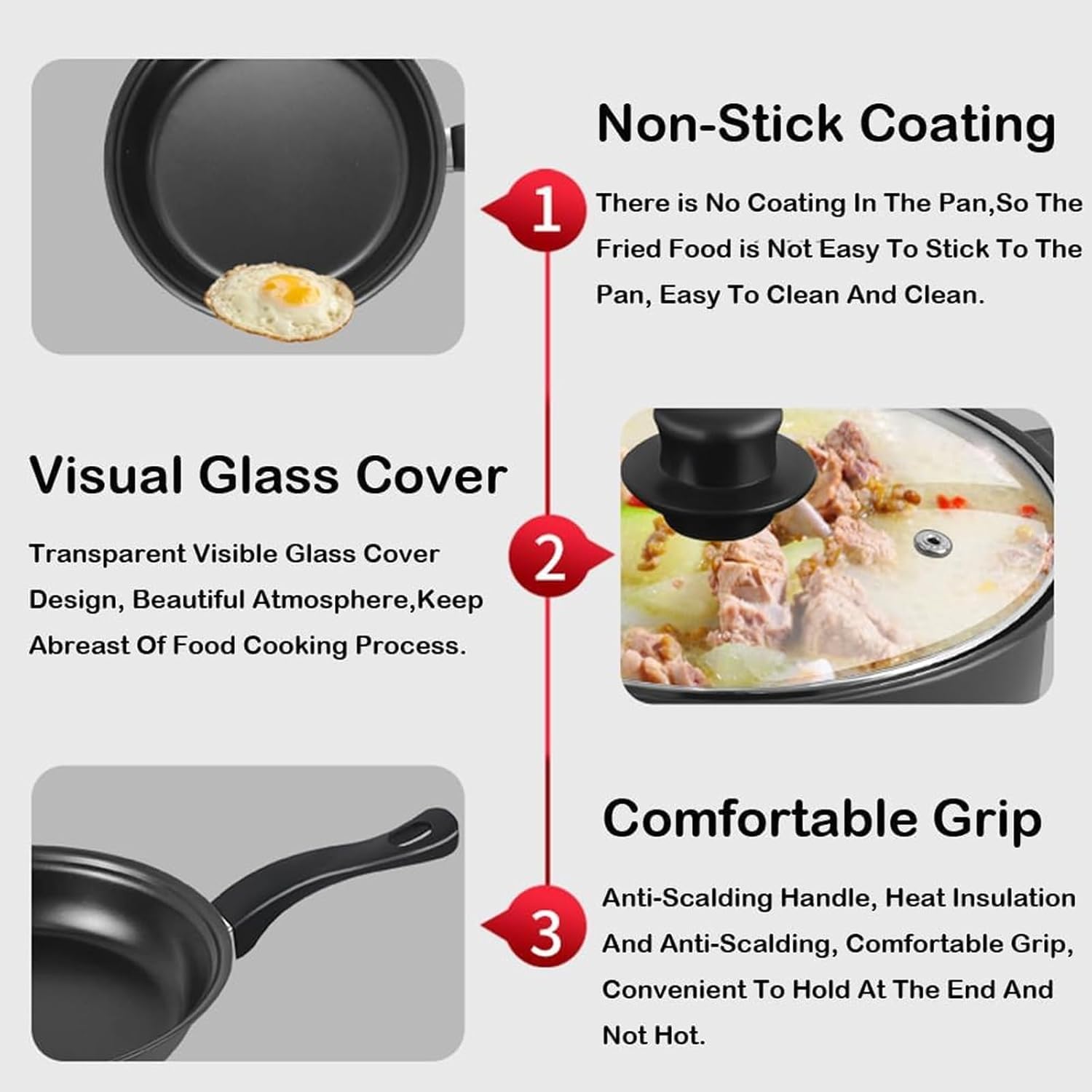Non-Stick Pots & Pans Set | 13-Piece Kitchen Cookware Set | Black Thirteen Piece Set of Pot, Non Stick Soup Pot, Milk Pot, Frying Pan, Multiple Cookware Set for Home & Daily Cooking
