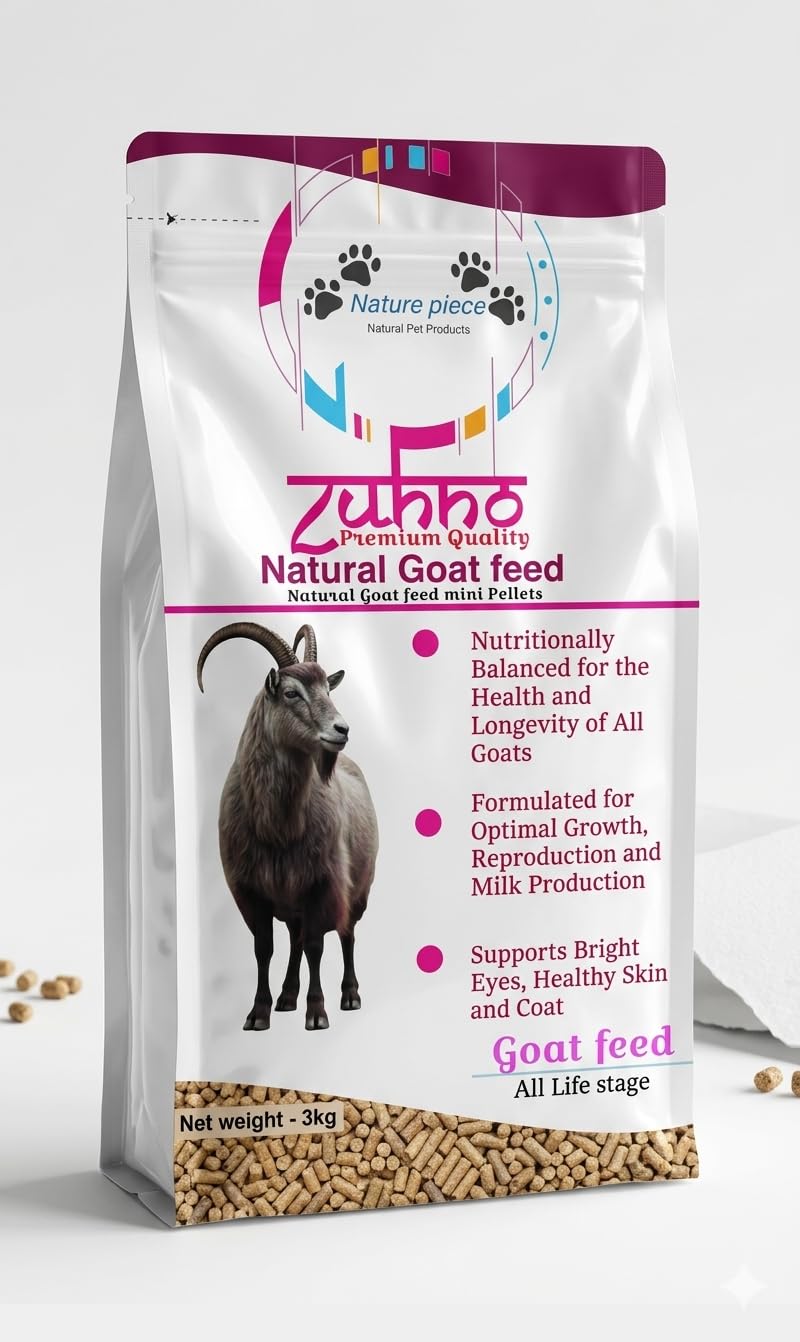 Zuhno Premium Natural Goat Feed Mini Pellets, All Life Stage, Nutritionally Balanced, 3kg, Supports Growth and Milk Production