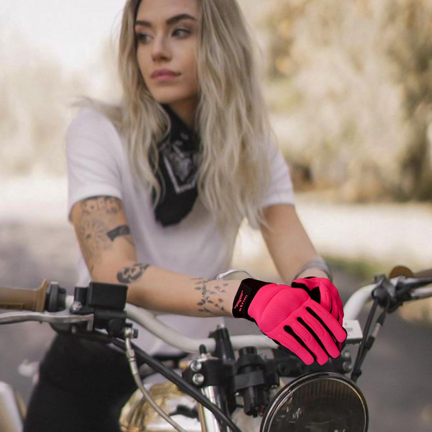 XTRIM Xenia Full-Finger Length Bike Gloves for Women, Coral Pink, Small