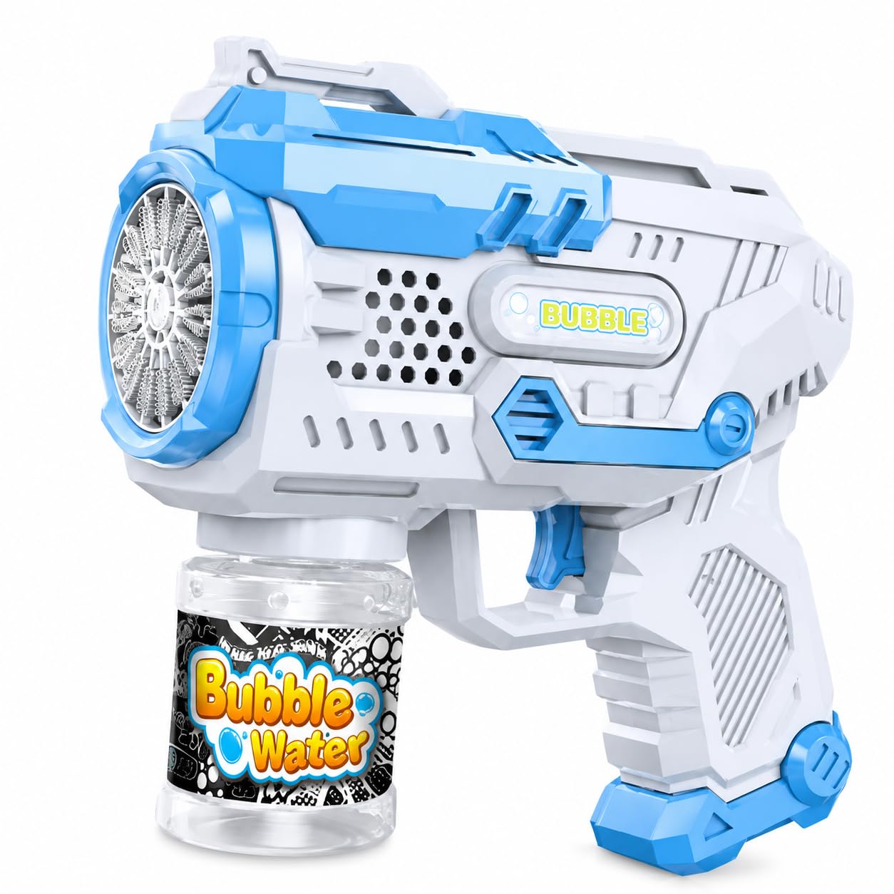 Electric Bubble Gun for Kids 3+ | 15 Hole Automatic Bubble Maker Toy with LED Lights | Leak-Proof Bubble Bottle | Easy Trigger & Ergonomic Grip (Blue)