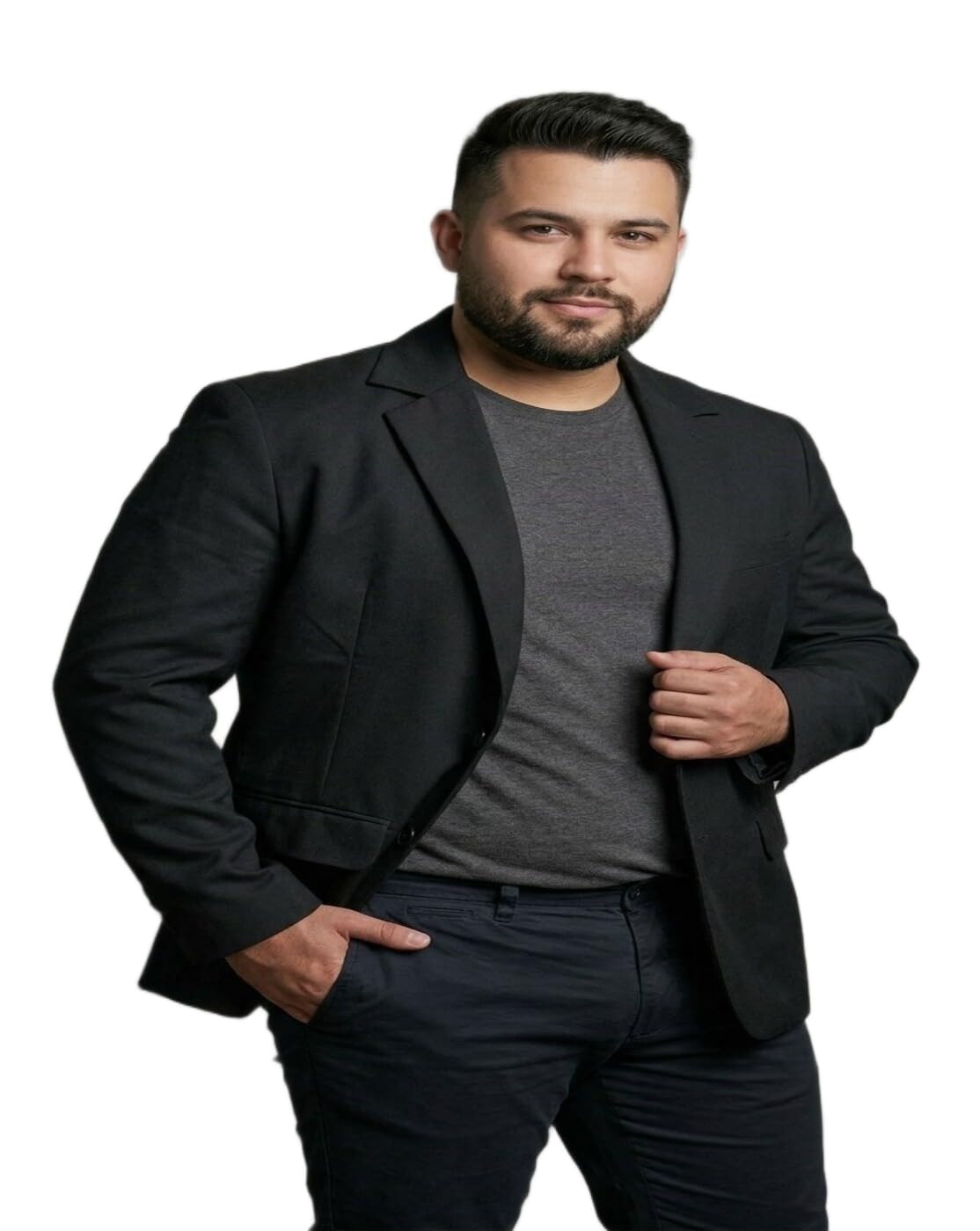MAYKR Men’s Black Blazer, Slim Fit Single-Breasted Suit Jacket, Formal Business Wear