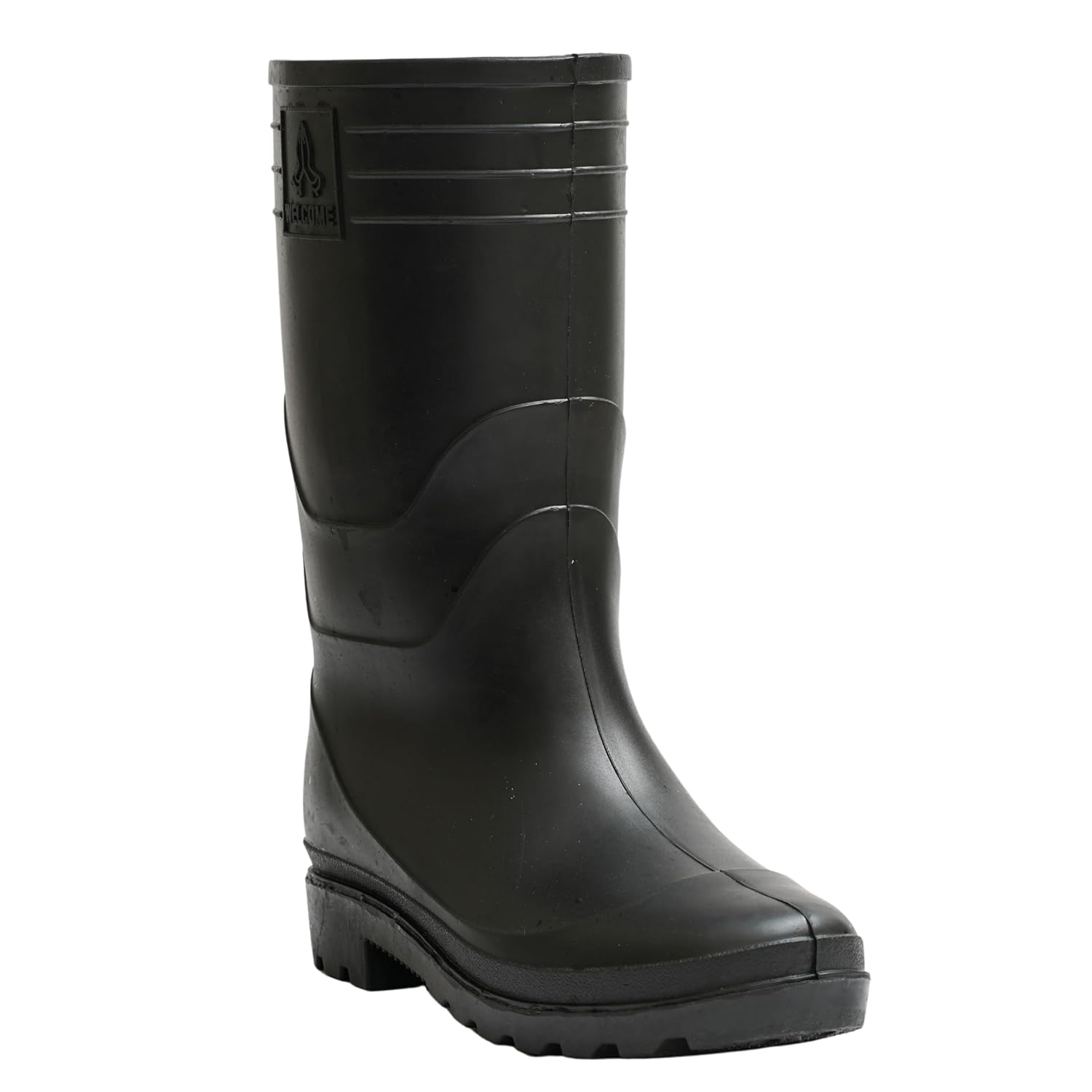Hillson Welcome Gumboot | Waterproof, Anti-Skid, Comfortable Sole, Full Black, Protection against Oil, Acid, Chemicals | Size 08 INDIA/UK
