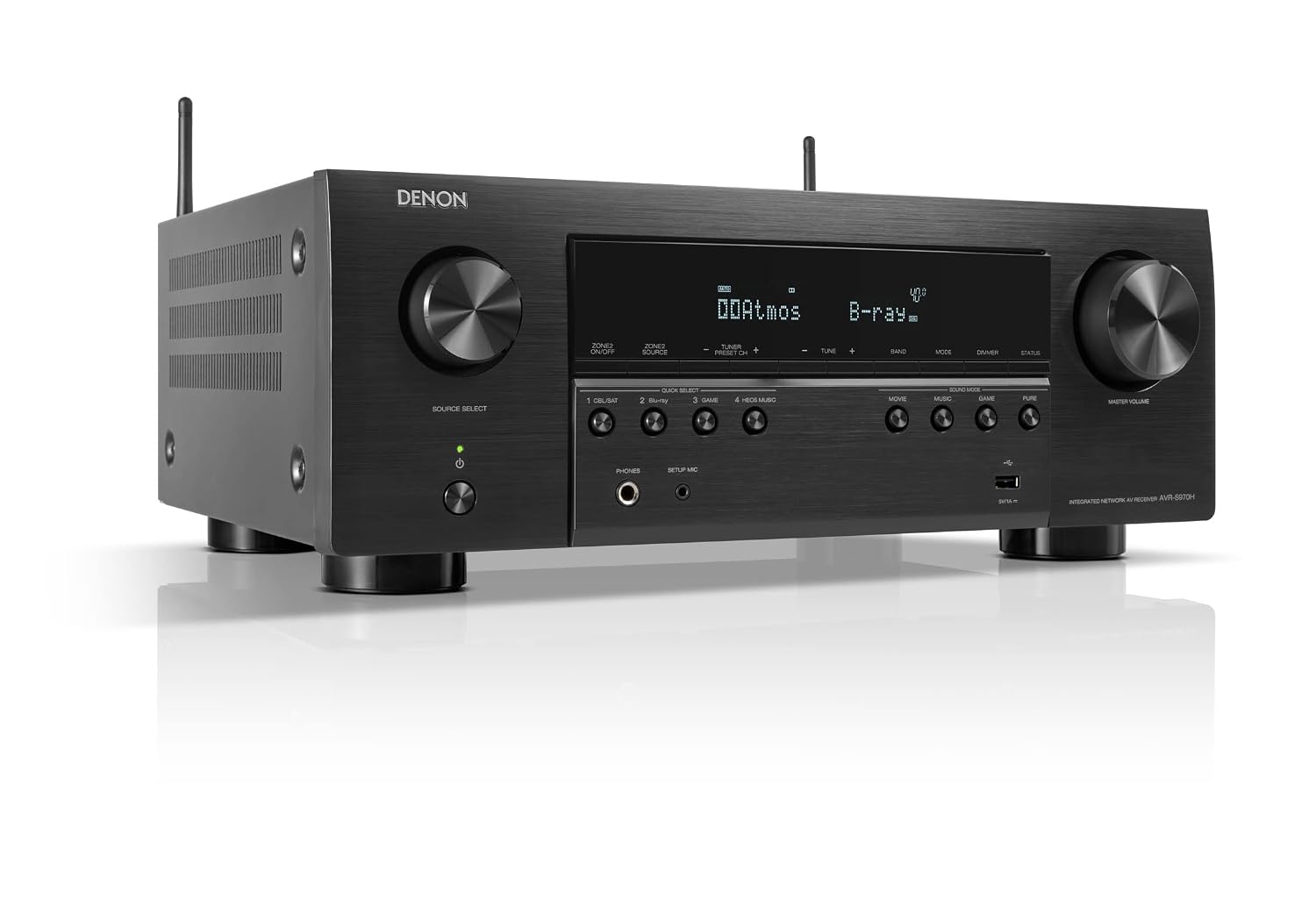 Denon AVR-S970H 7.2 Channel AV Receiver, 90W per Channel, 8K Video Support, Immersive 3D Audio, Home Theatre