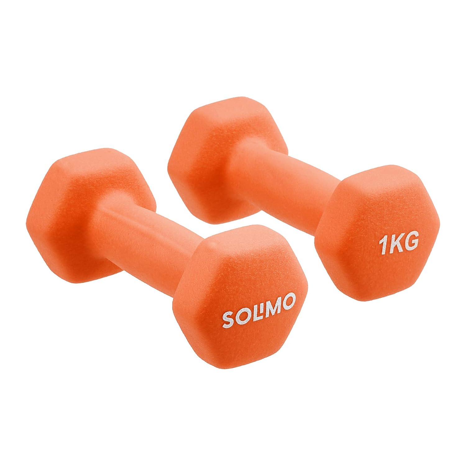 Amazon Brand – Solimo Neoprene Dumbbell 1kg, Set of 2 (Orange)