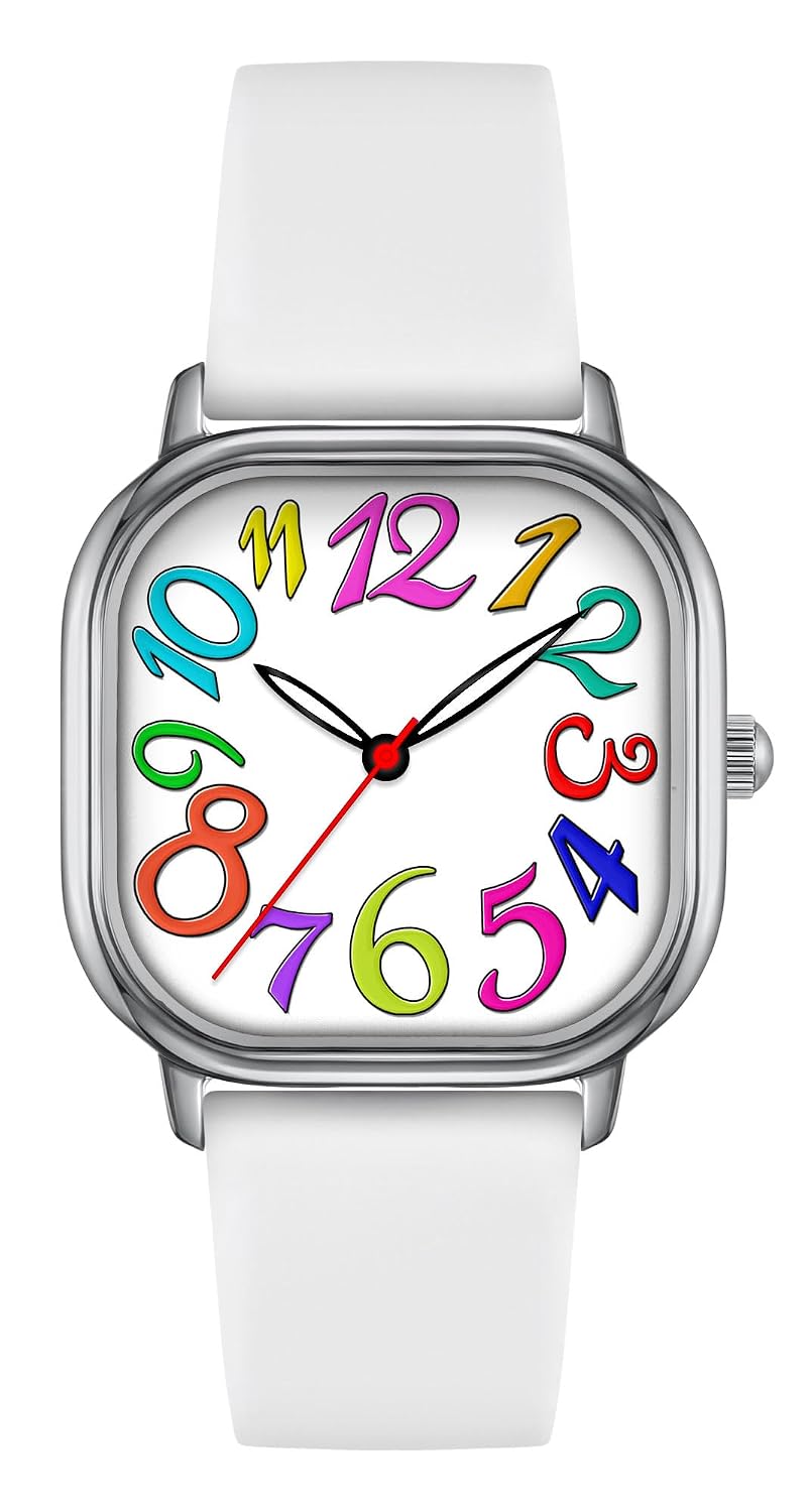 Asan Ge Women’s Waterproof Watch, Stylish Silicone Strap for Women’s Wrists 5IN-7IN, Large 32MM Dial with Easy-to-Read Arabic Numerals