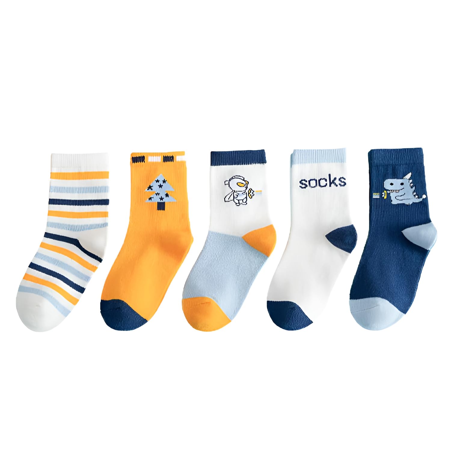 SYGA 5 Pairs Baby Girl & Baby Boy Socks, Toddlers Infant Cotton Stretch Crew Socks with Theme Design, Suitable for 0-2 Years baby, Regular, Multicolor