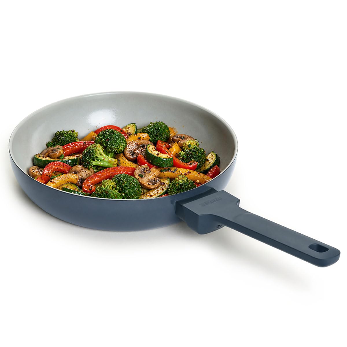 Ember Cookware Arcilla Ceramic Frying Pan 24 cm | 5-Year Warranty | 75% Less Oil Usage | Lightweight, Non-Toxic Non-Stick Ceramic Frypan | Matching Handle- Gas Compatible | ISI Certified | Blue