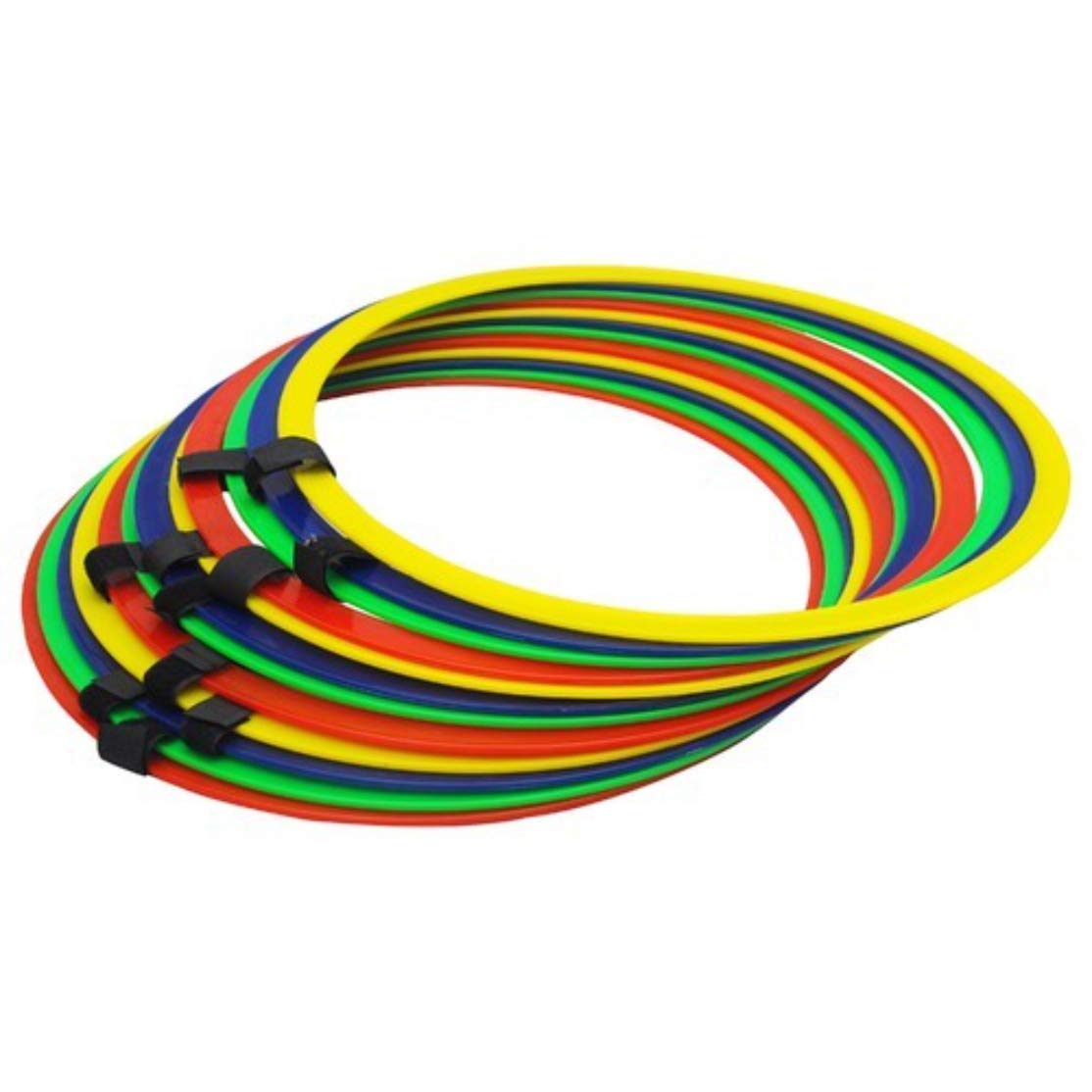 GISCO Plastic Agility Speed 18″ Ring Ladder Set – Agility Footwork Training and Speed Hurdles Ladder, Fitness Equipment, Sports, Workout Home Gym, for Kids and Adults | Set of 12 Rings | Multicolour