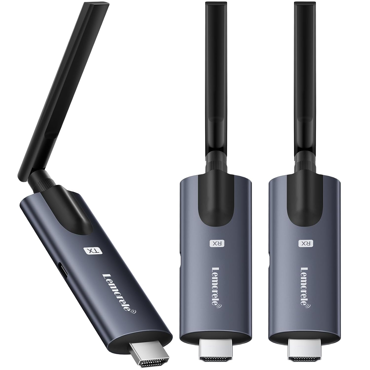 Lemorele Aluminum Wireless HDMI Transmitter and 2 Receivers (Support APP Reception), Plug&Play, 200M 1080P FHD,Stream Video&Audio from Laptop/TV Box to HDTV/Projector/Tablet for Meetings,Home Theatre